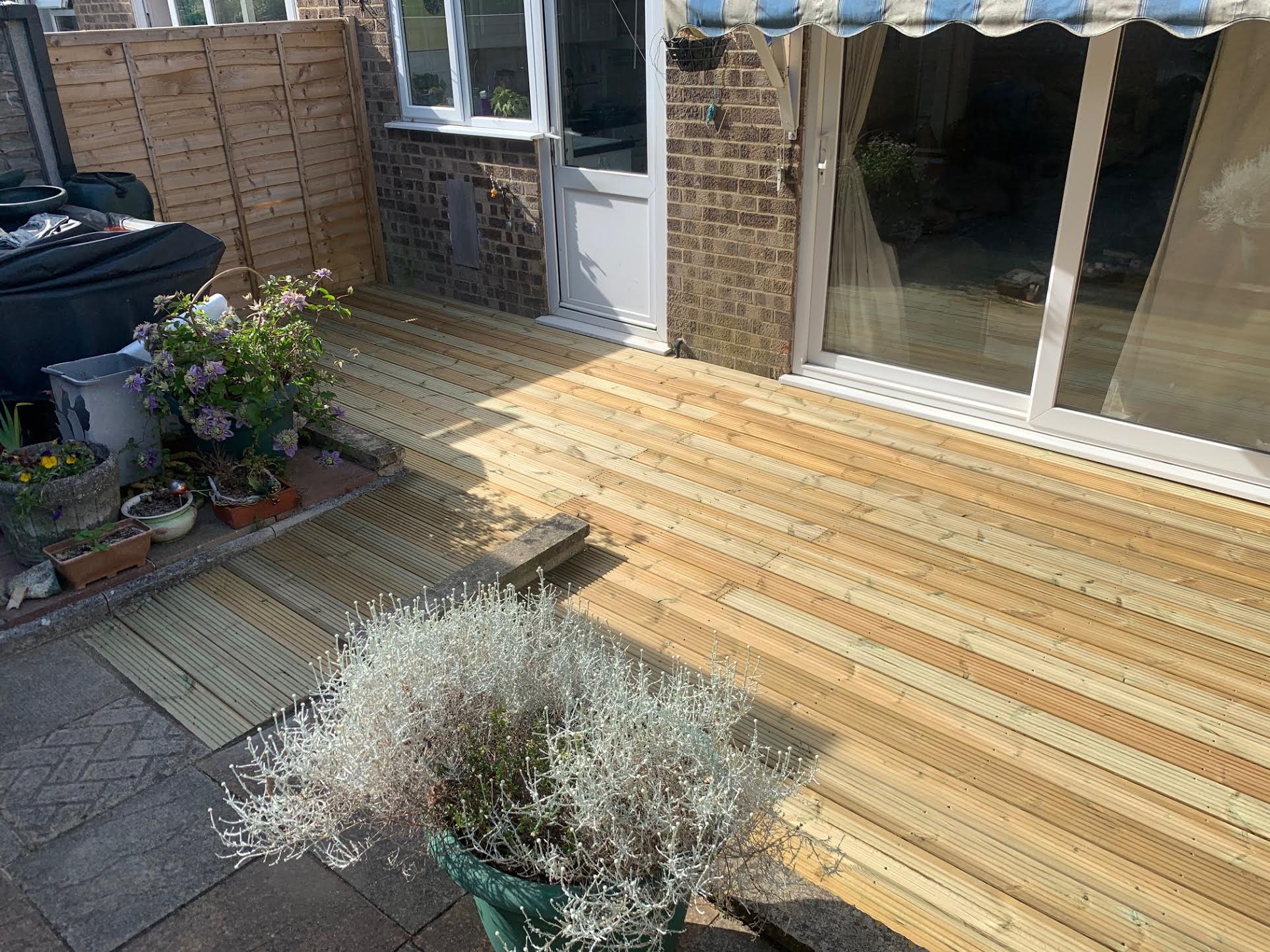 Gardeners Bournemouth, Brand New Wooden Decking in Back Garden